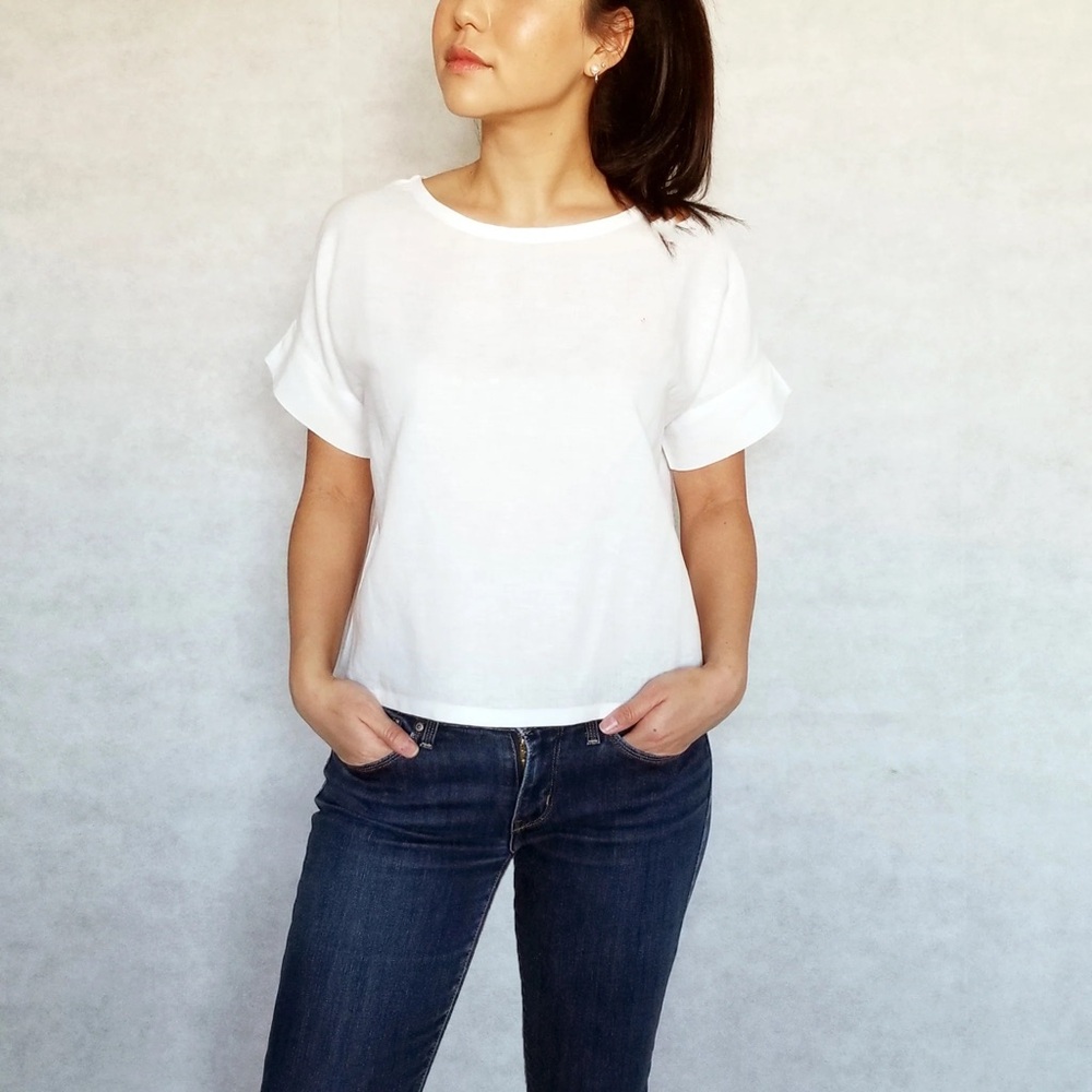 Yuki Buttons Linen Nori Boxy Top